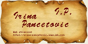 Irina Pančetović vizit kartica